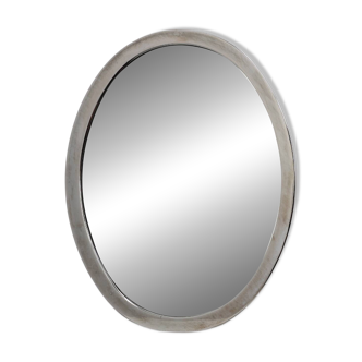 Miroir mural ovale chromé Art Déco, Belgique vers 1920