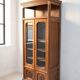 Antique display cabinet in brown wood – glass doors – 180 cm