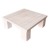 Vintage travertine square coffee table, 1980s.