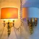 Louis XV gilt bronze wall lights from the 19th century with lampshades