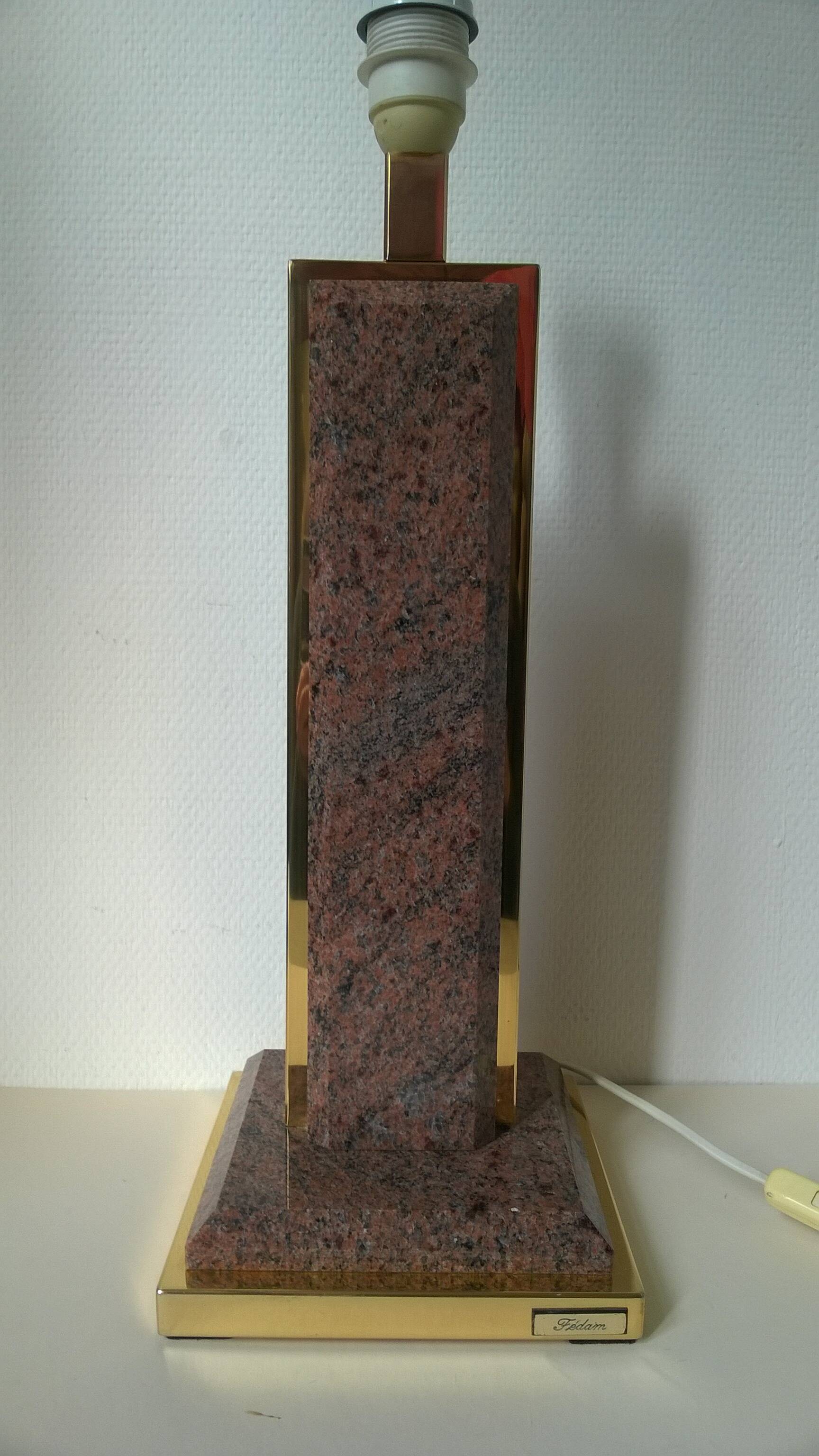 Marble and brass lamp base FEDAM Belgium c.1980