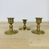 3 vintage gold brass candlesticks