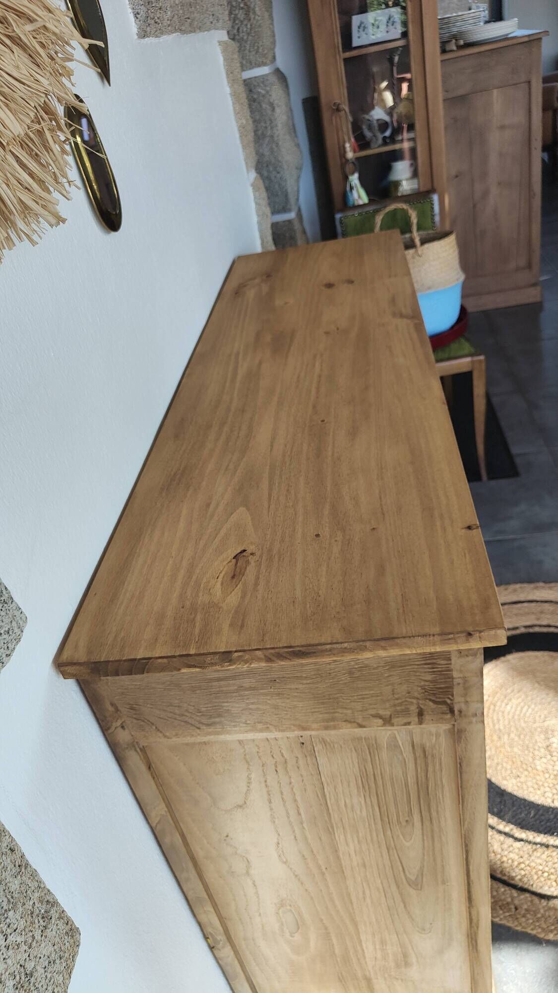 Old Art Deco Parisian buffet in stripped raw wood