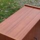 Pair of vintage mahogany sideboards with square metal legs from the 60s