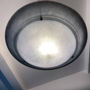 Large vintage lustra suspension light fixture large translucent green basin - SCE made in France