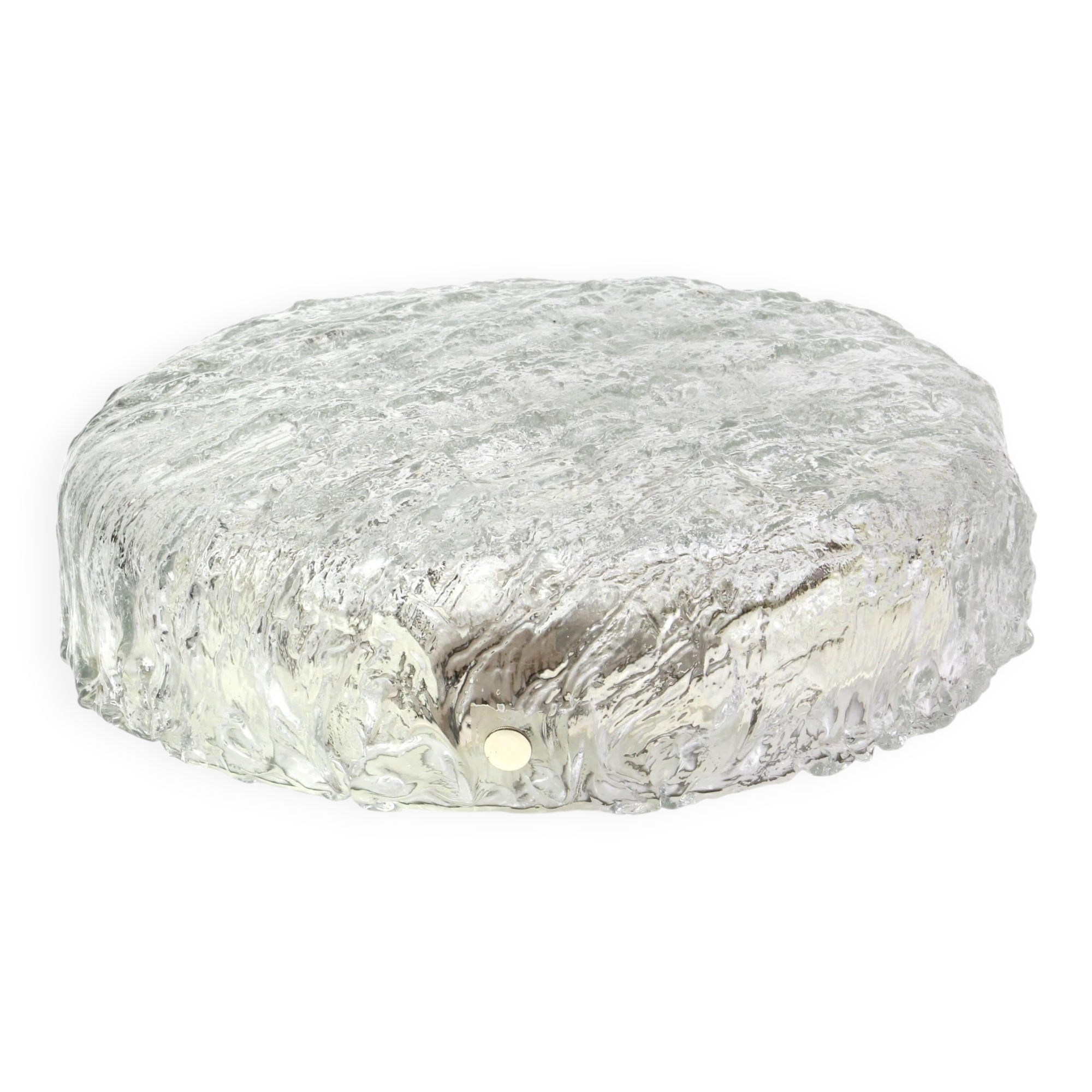 Large round frosted glass ceiling light, Murano, Kaiser, Germany, 1970s.