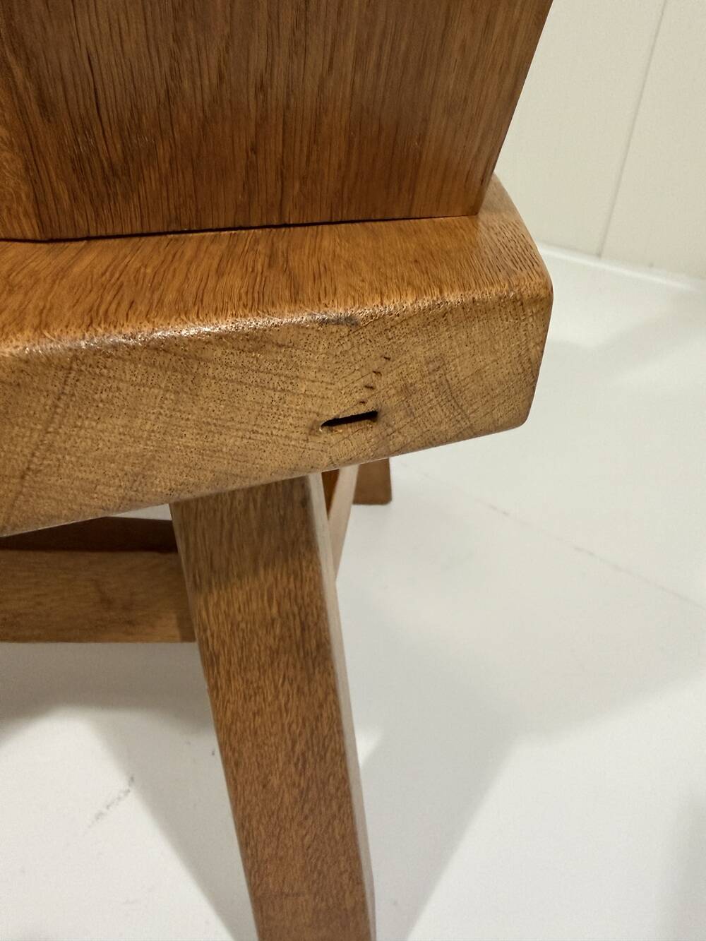 Rustic brutalist arm chair solid oak 1960’s