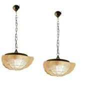 Lot de 2 suspensions lumineuses en verre de Murano, années 1980