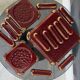 Art Deco table service in glazed burgundy and gold earthenware – Complete