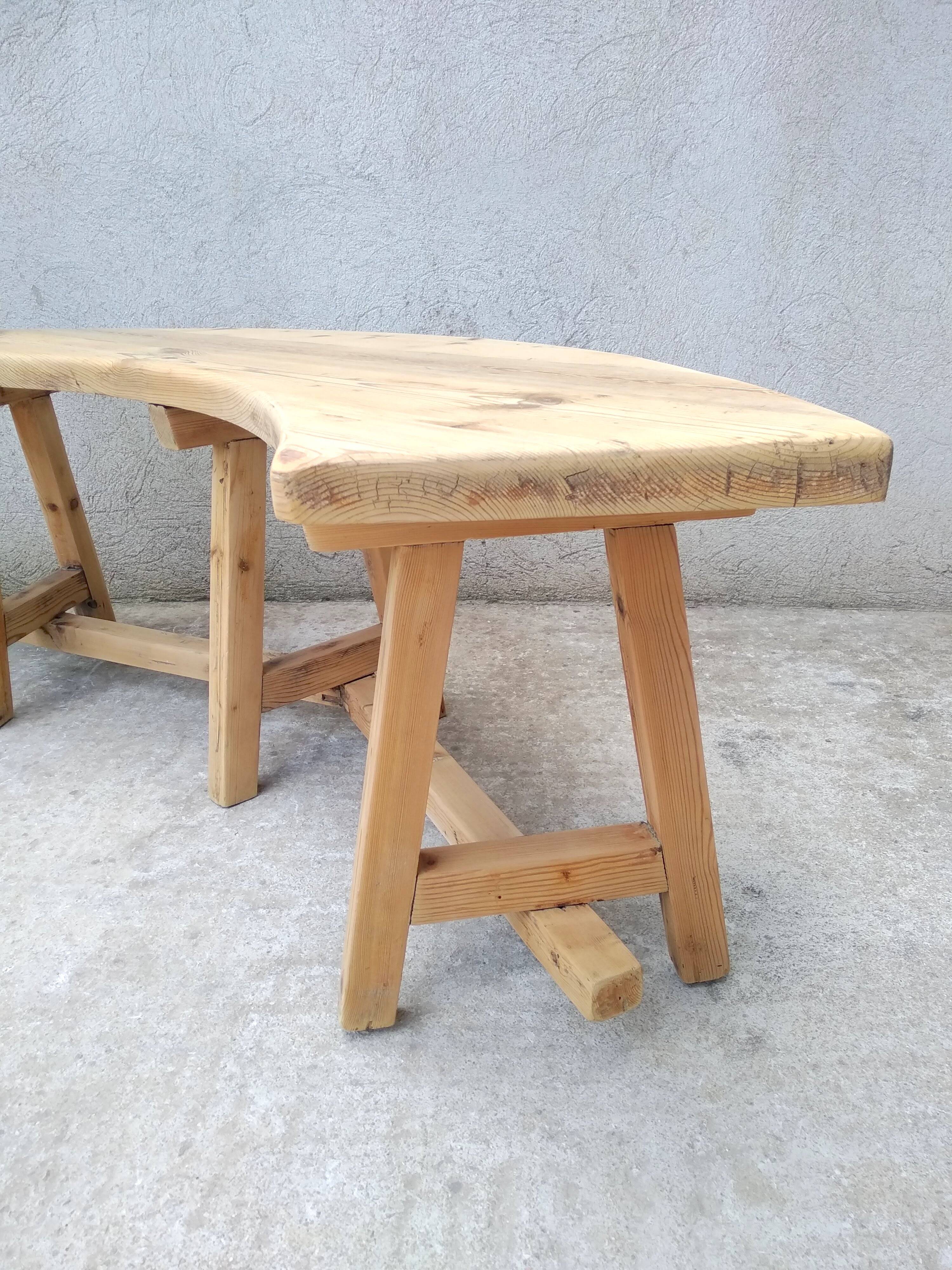 Vintage Curved Pine Bench