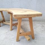 Vintage Curved Pine Bench