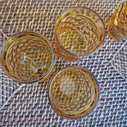 Set of 5 vintage glasses in amber yellow glass pernod france 2 assorted models