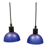 Suspension en verre, de couleur bleue peinte (couleur originale)
