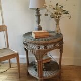 Side round table in rattan
