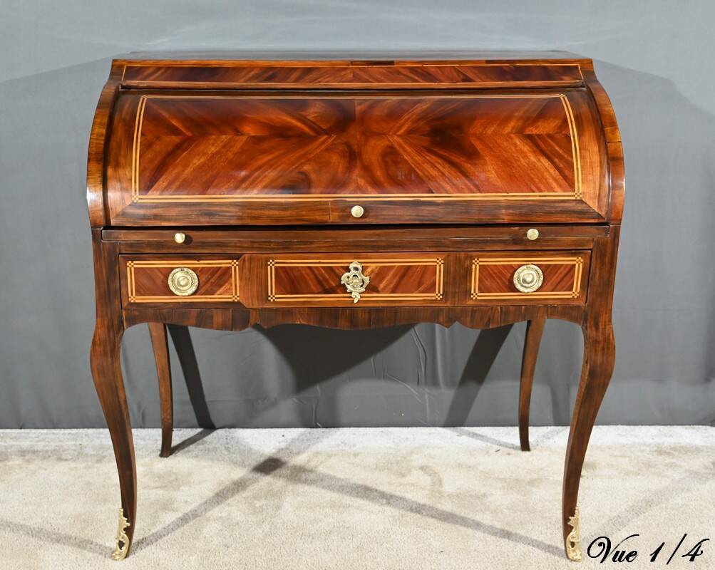 Mahogany and Rosewood Cylinder Desk, Louis XV period – 1st part XVI