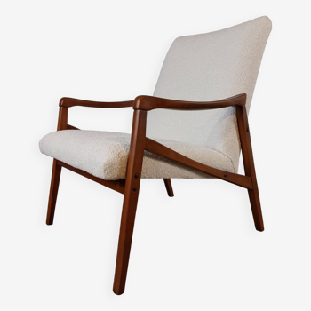 Fauteuil Jiri Jiroutek rénové tissu bouclé, Vintage Tchécoslovaque 1960s