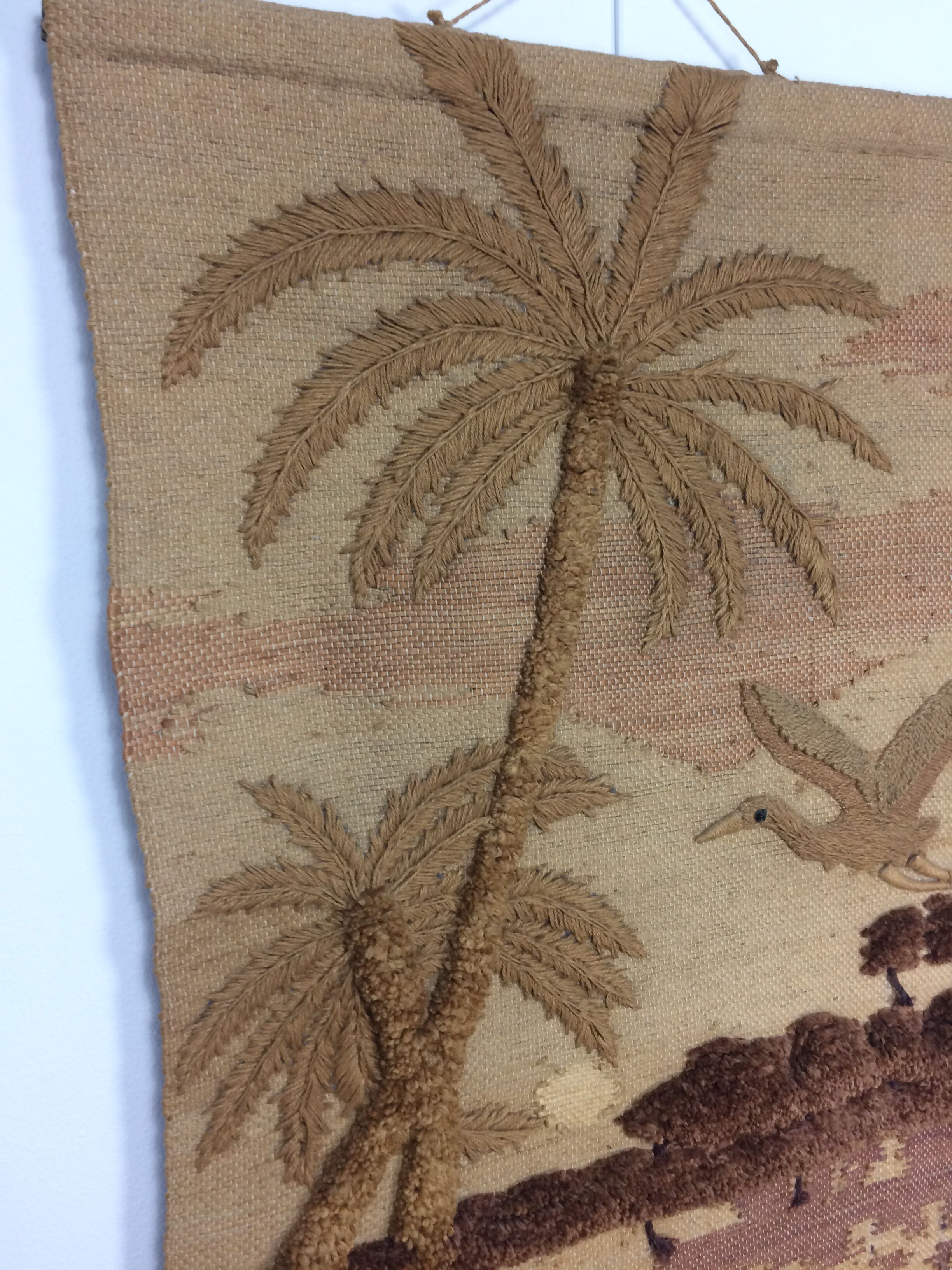 70's jute tapestry with palm trees jungle
