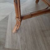 Vintage set of 2 garden woven rattan chairs - sky blue nets - 40