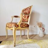 Louis XV style cabriolet armchair - floral velvet seat