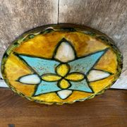 Antique VALLAURIS Style Trivet Multicolored Ceramic Made France #B774