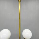 Adjustable Art Deco chandelier in brass with frosted glass, 1930s