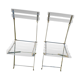 2 invisible folding chairs in metal and transparent plexiglass