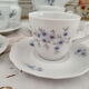 Vintage 15-piece coffee set in white porcelain Bavaria with small blue flowers