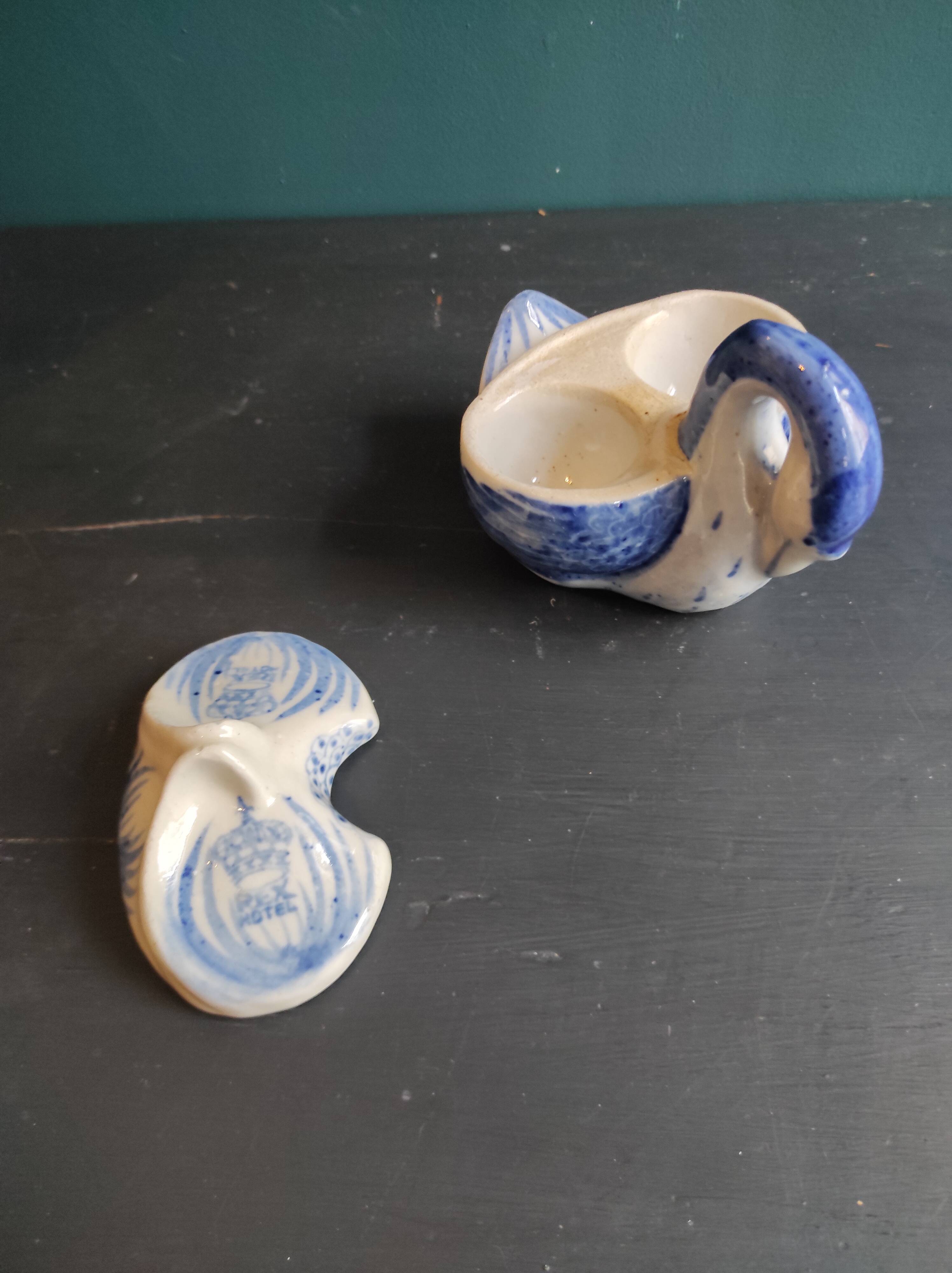 Vintage Vietnamese swan-shaped salt and pepper holder