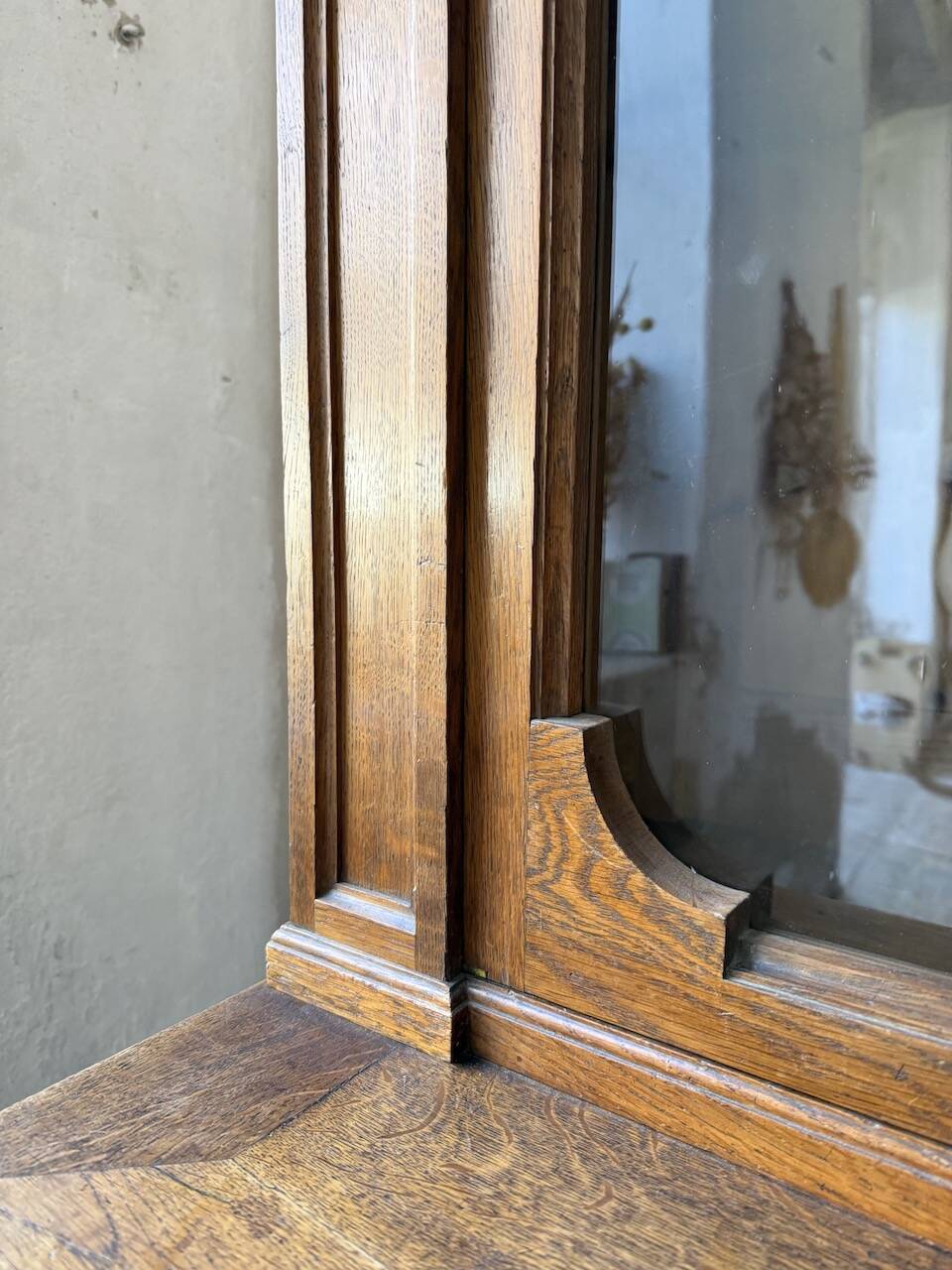 Antique XL Napoleonic oak glass bookcase, 19th century