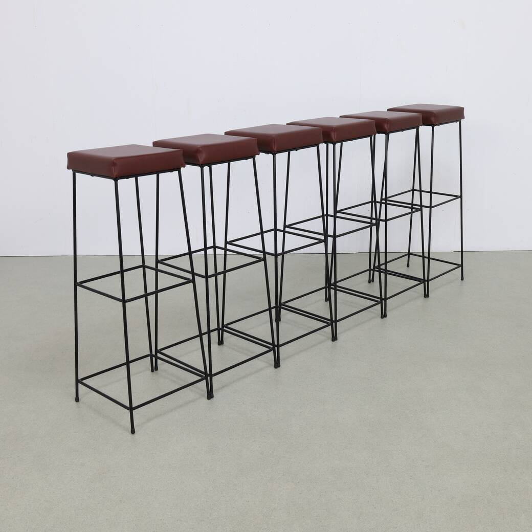 6x Minimalist bar stools, 60s