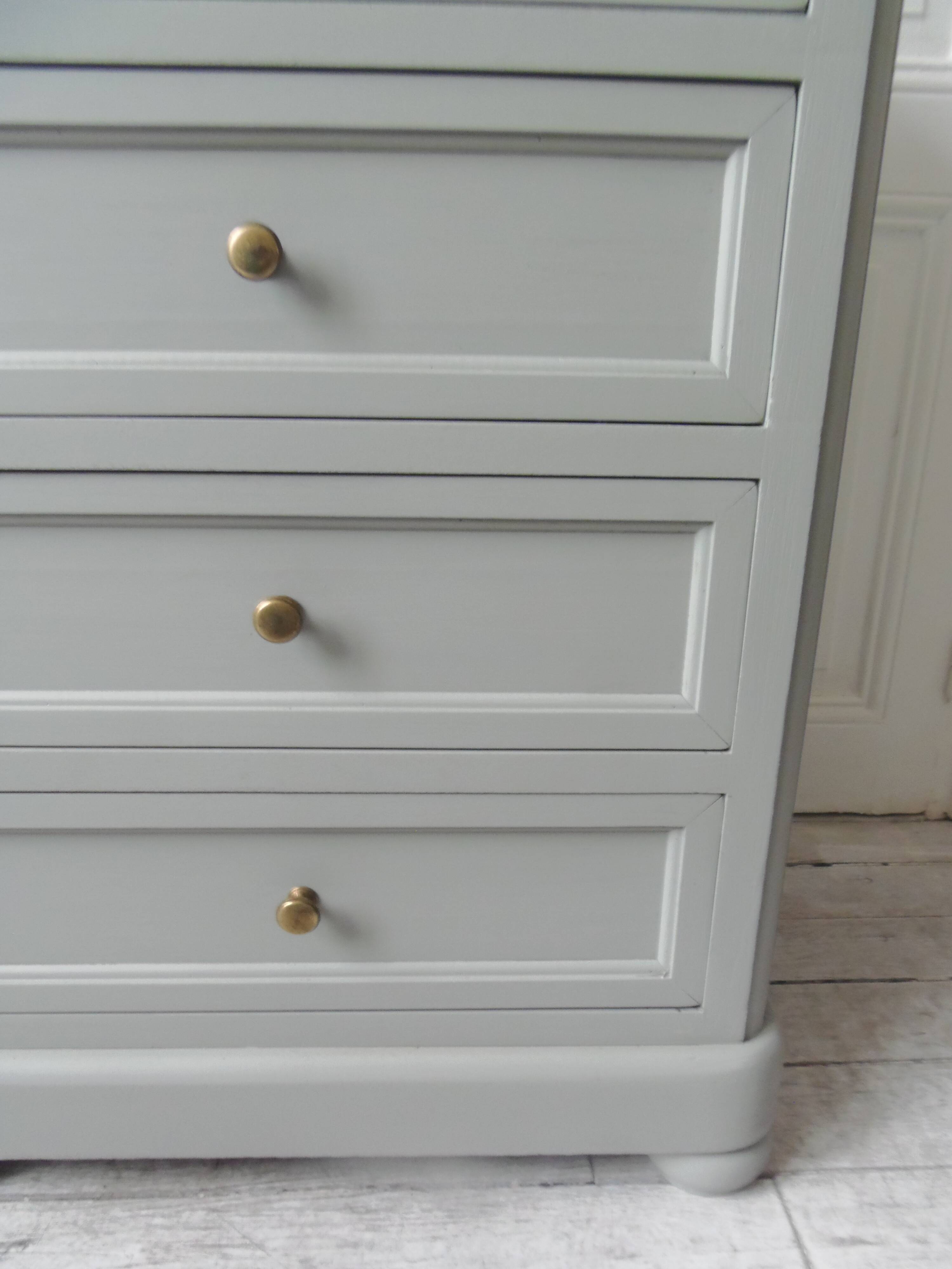 Louis Philippe style chest of drawers, 4 drawers in verdigris