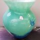 Ancien vase cristallerie la rochere multicouche vert & bleu vintage