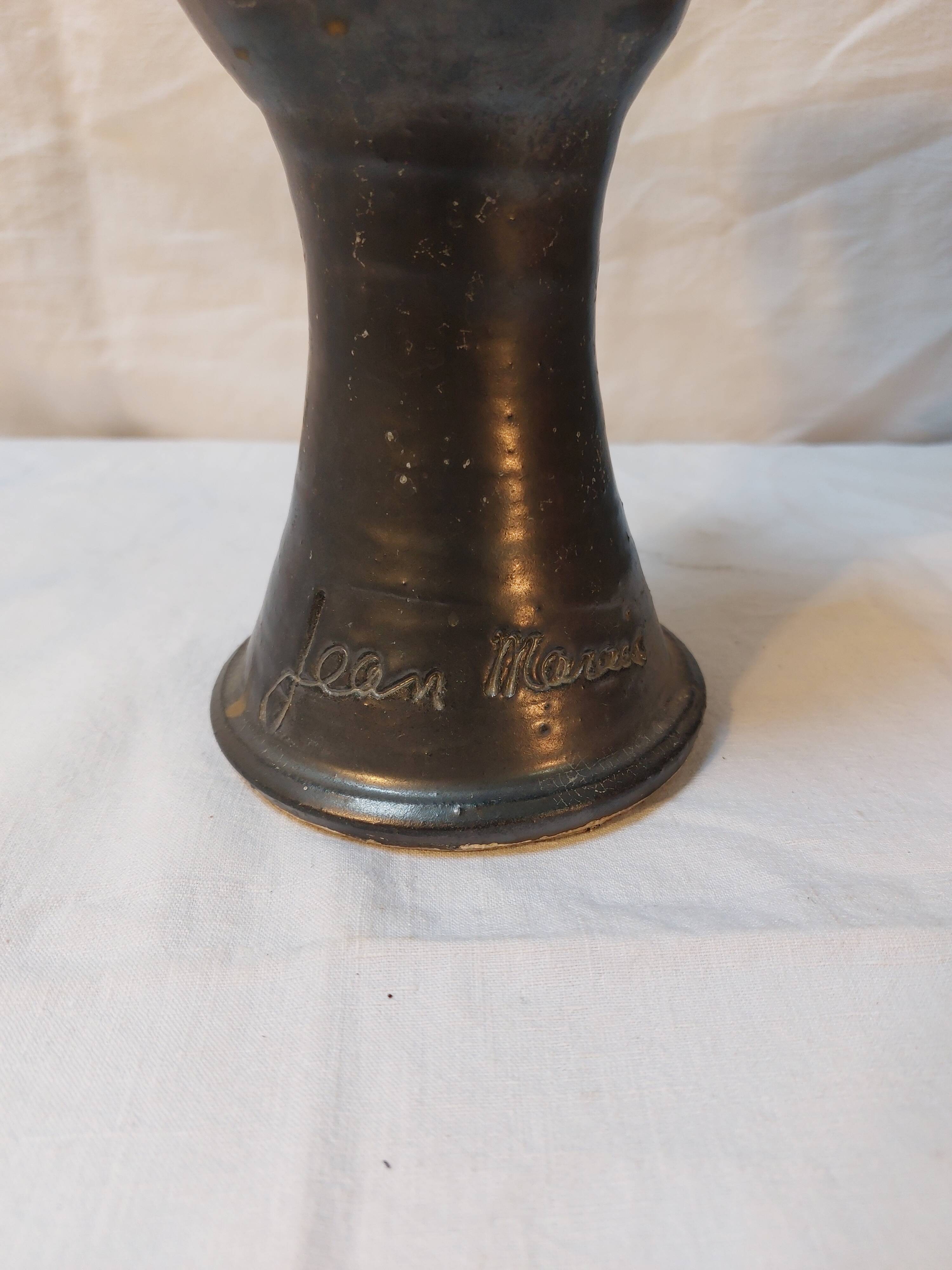 Glazed terracotta pitcher signed Jean Marais - Vallauris - Circa 1970