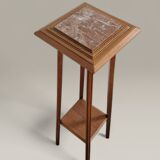Art Deco sculpted pedestal in solid wood and marble – circa 1930