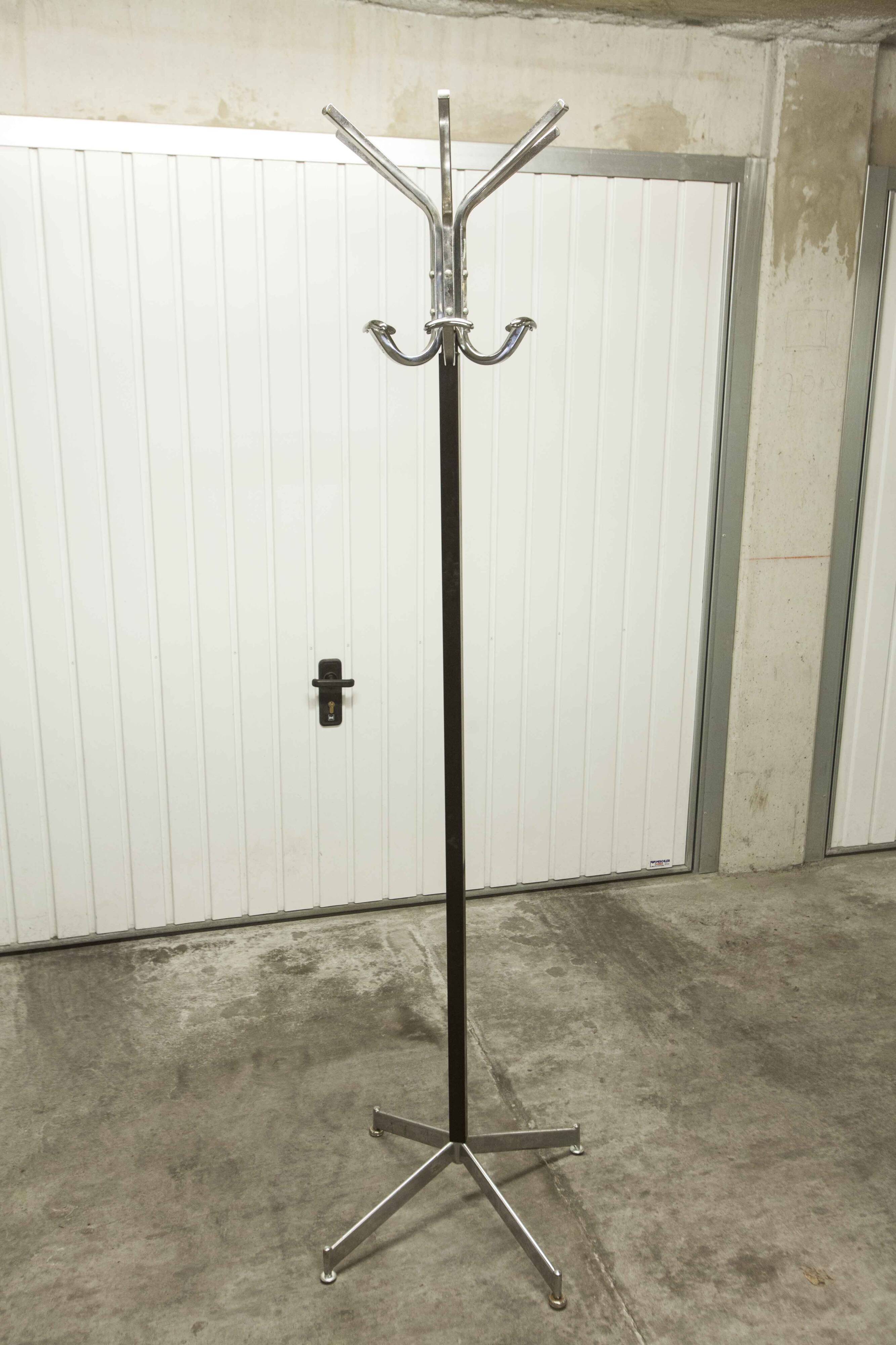1960s industrial parrot coat rack chrome
