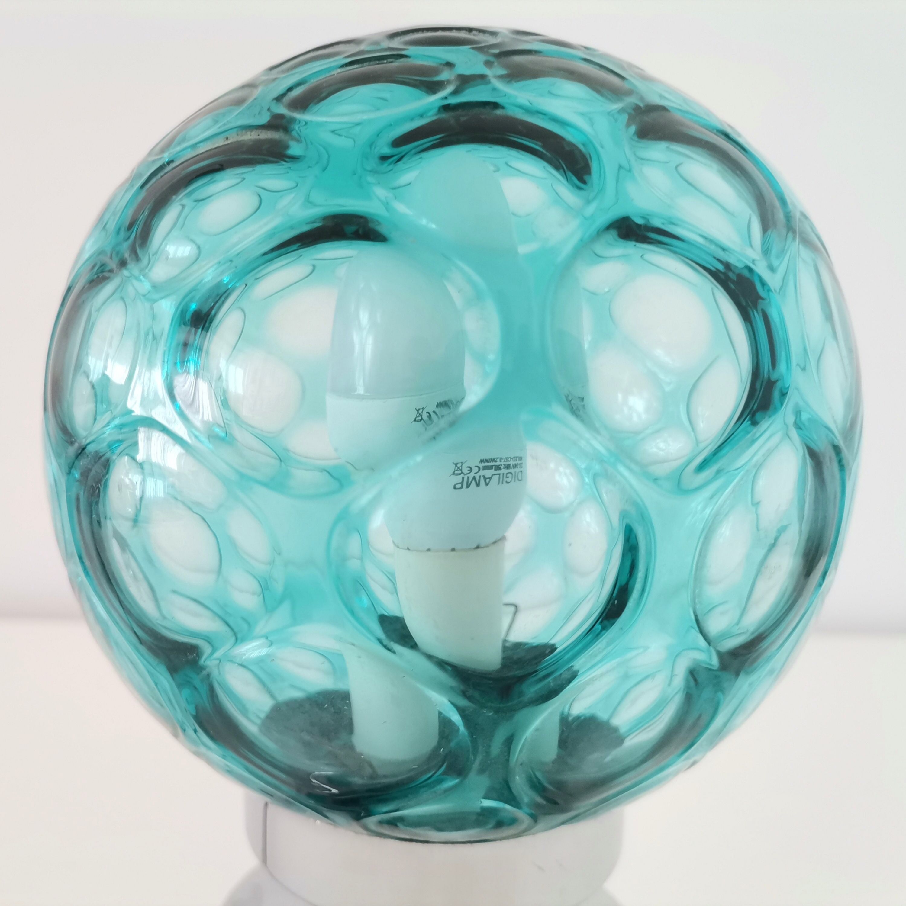 Mid century modernist green blue bubble glass lamp