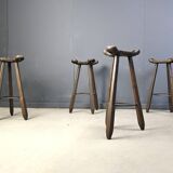 Mid century brutalist bar stools - set of 4, 1960s