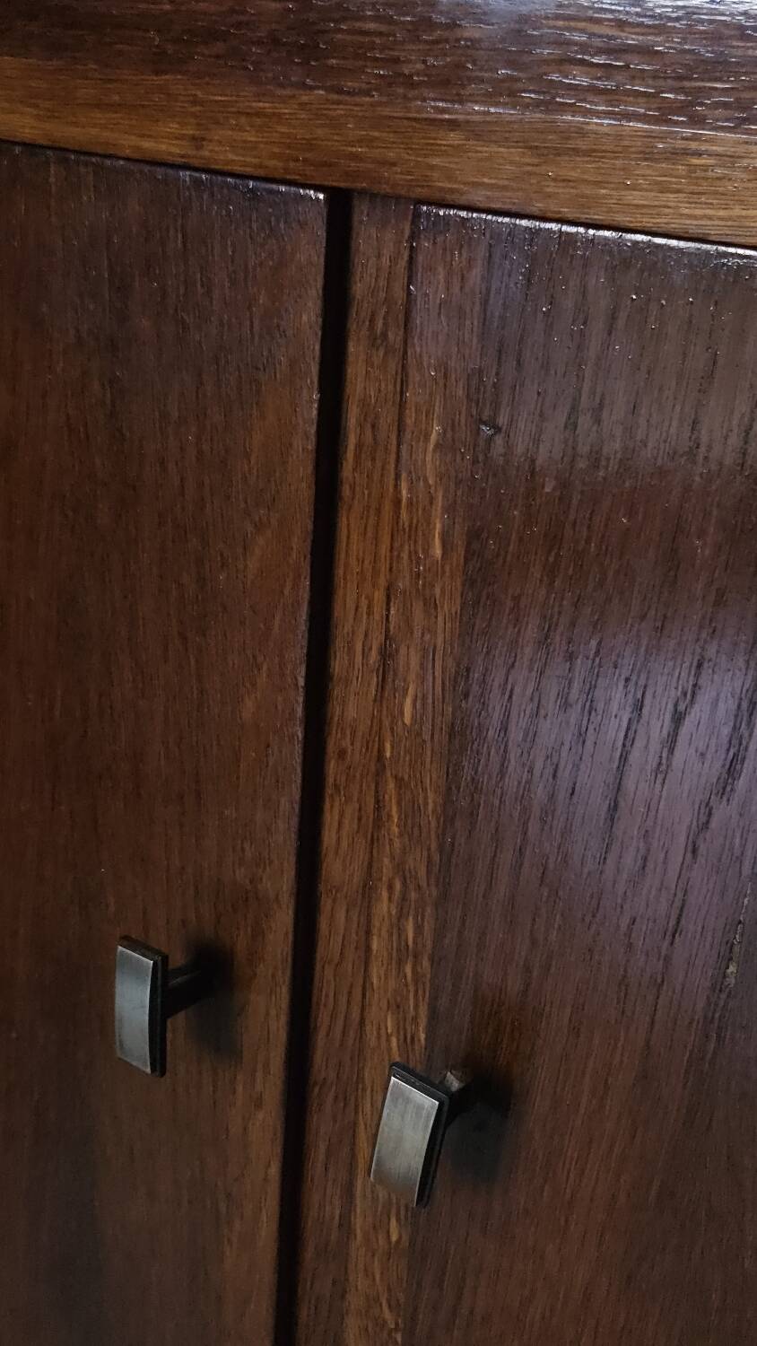 Low cabinet with compass feet, vintage oak