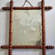 Antique mirror in turned wood imitating bamboo, 43 x 49 cm