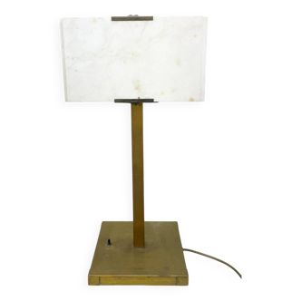 Lampe de table moderne du milieu du siècle marbre et laiton