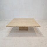 Italian Square Coffee Table in Travertine, 1980s
