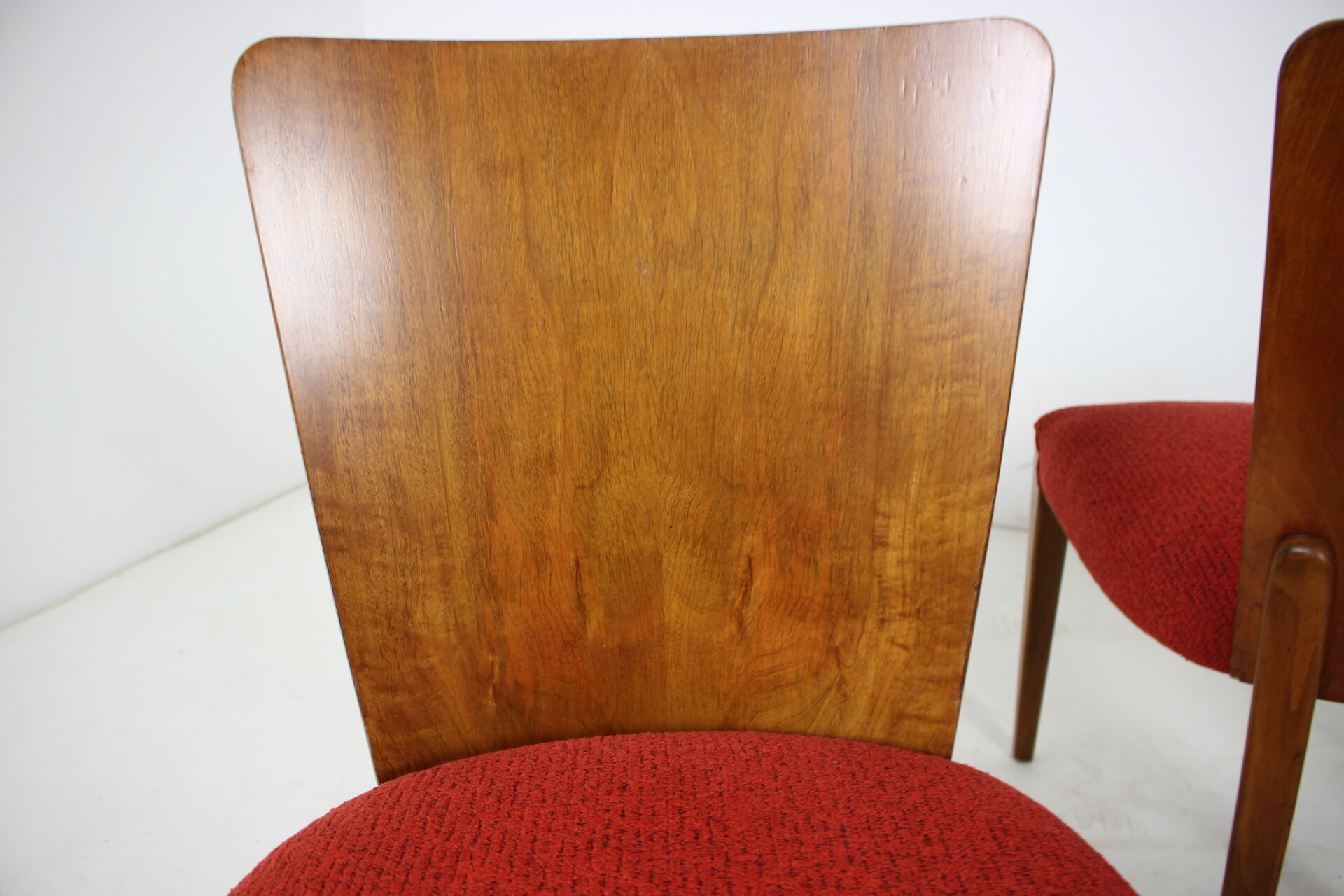 Set of four restored dining chairs model H-214 designed by Jindřich Halabala, 1950's.