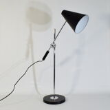 Adjustable desk lamp, large model, chrome and black, contemporary, 71cm.
