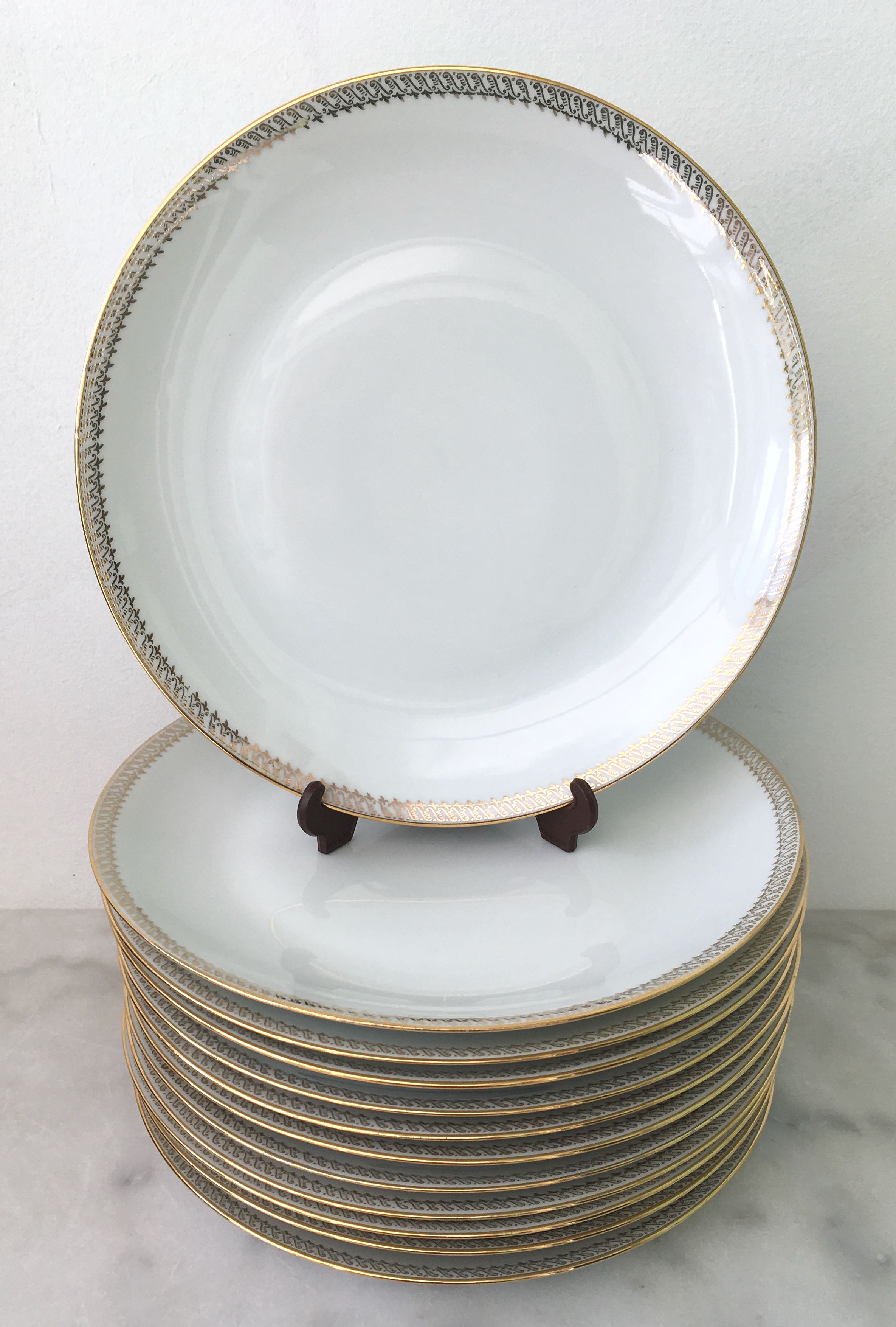 Set of 10 flat plates porcelain from Limoges
