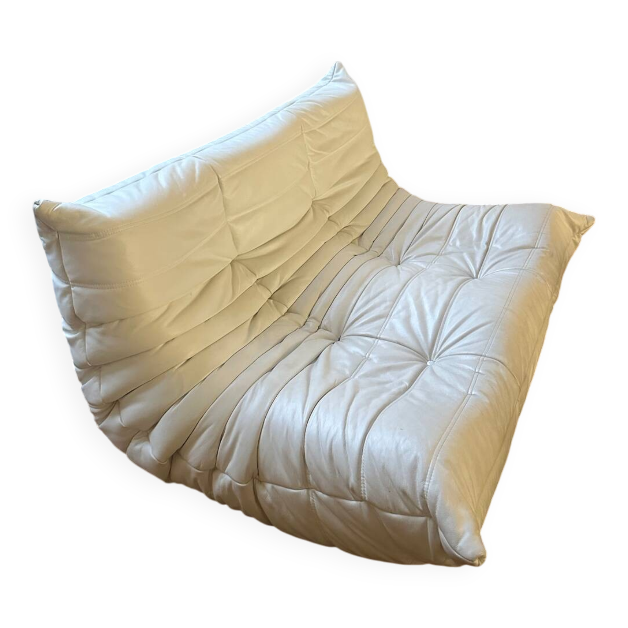 Canapé 2 places Togo blanc cuir vintage