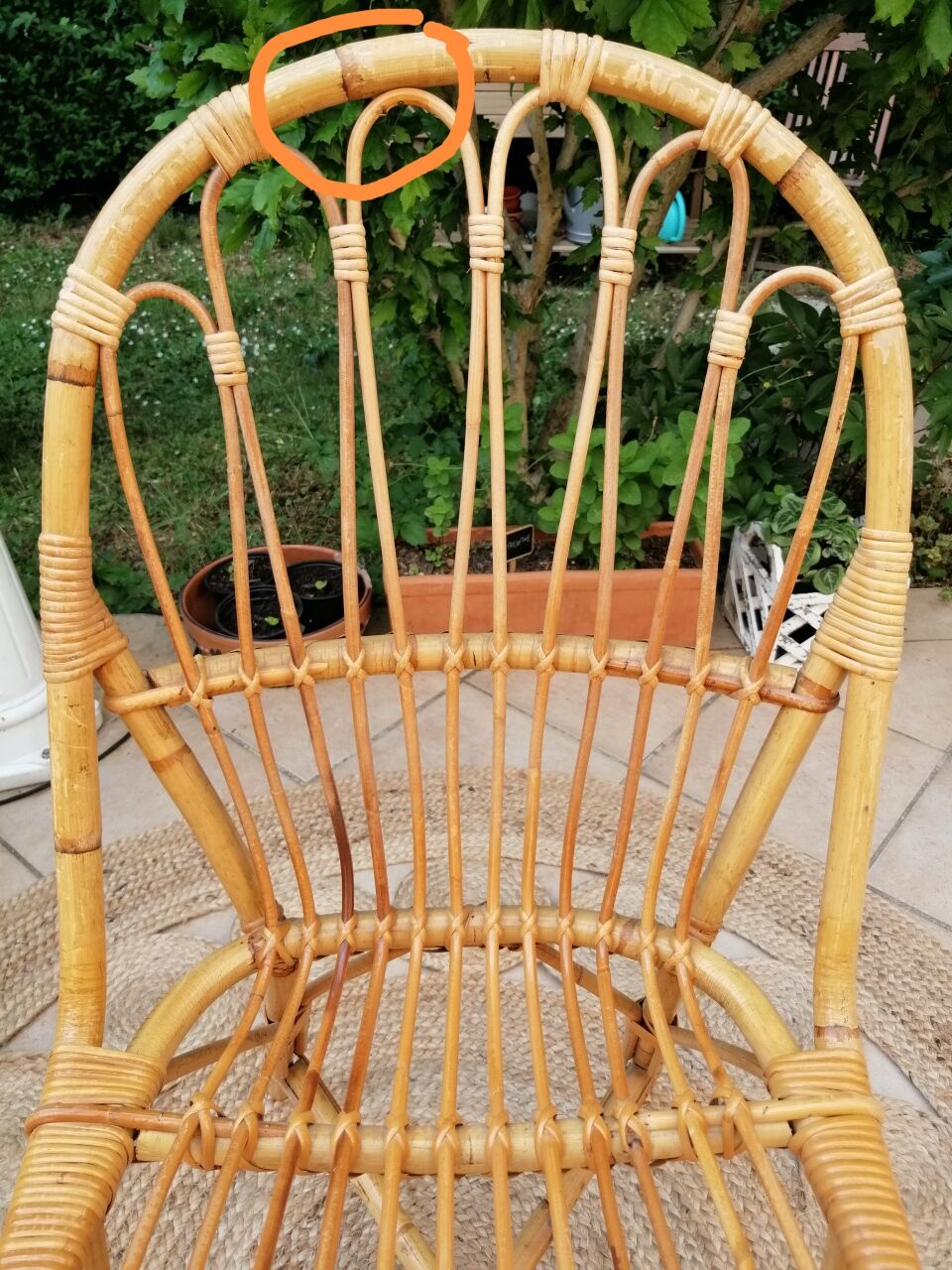 Series of 4 vintage rattan chairs.