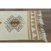 1970s Vintage Turkish Hand-Knotted Wool Cotton Beige Runner Rug 87x366