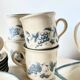 Vintage Staffordshire coffee set – blue grape decor – 1970s