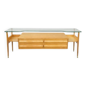 Commode en bois italienne des années 1950, style mid-century.