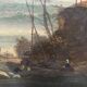 Oil on canvas "Seascape and Mountains" 19th century